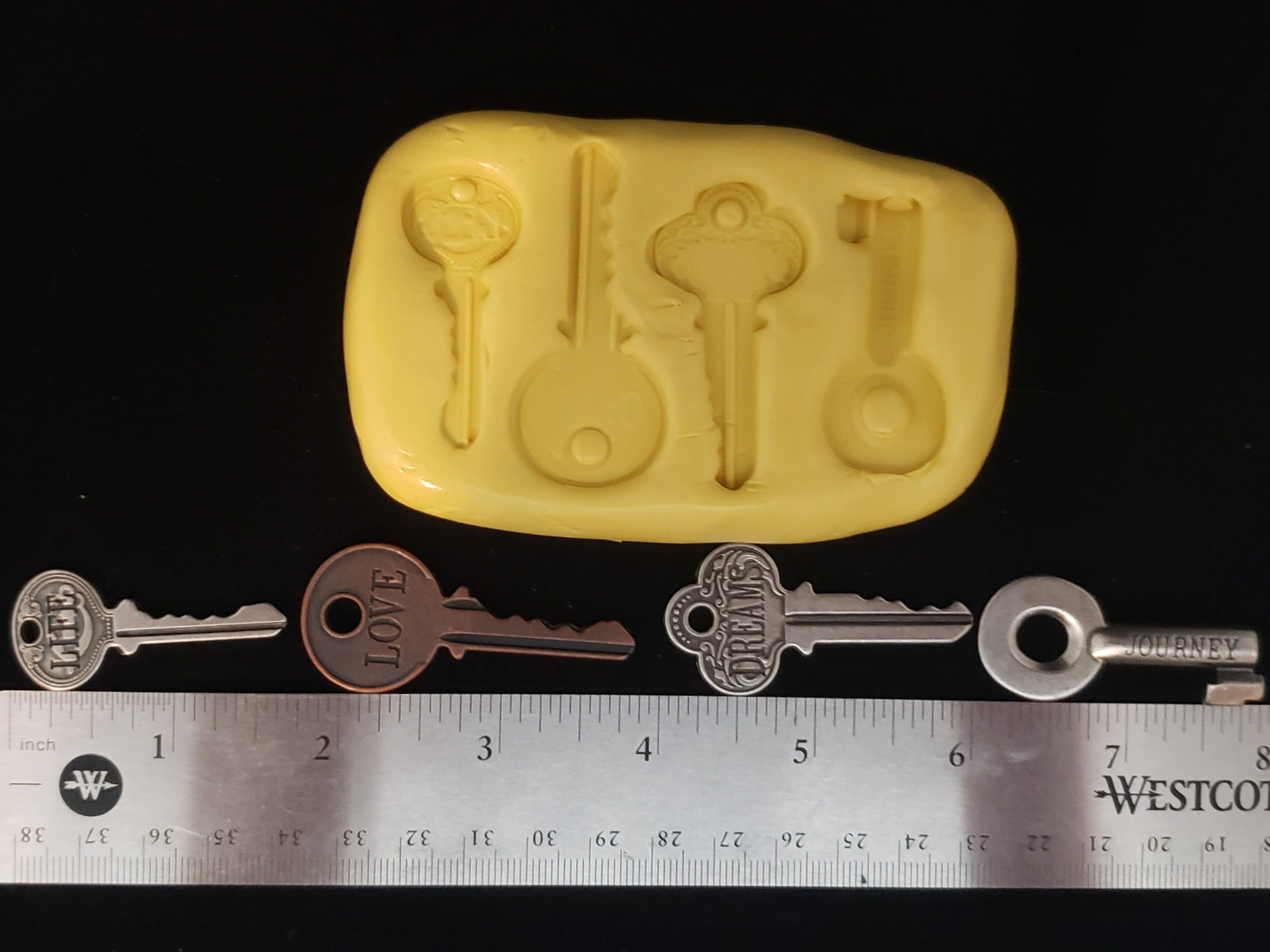 Small Decorative Key Mold - For Fondant, Chocolate, Clay, Etc. image 0