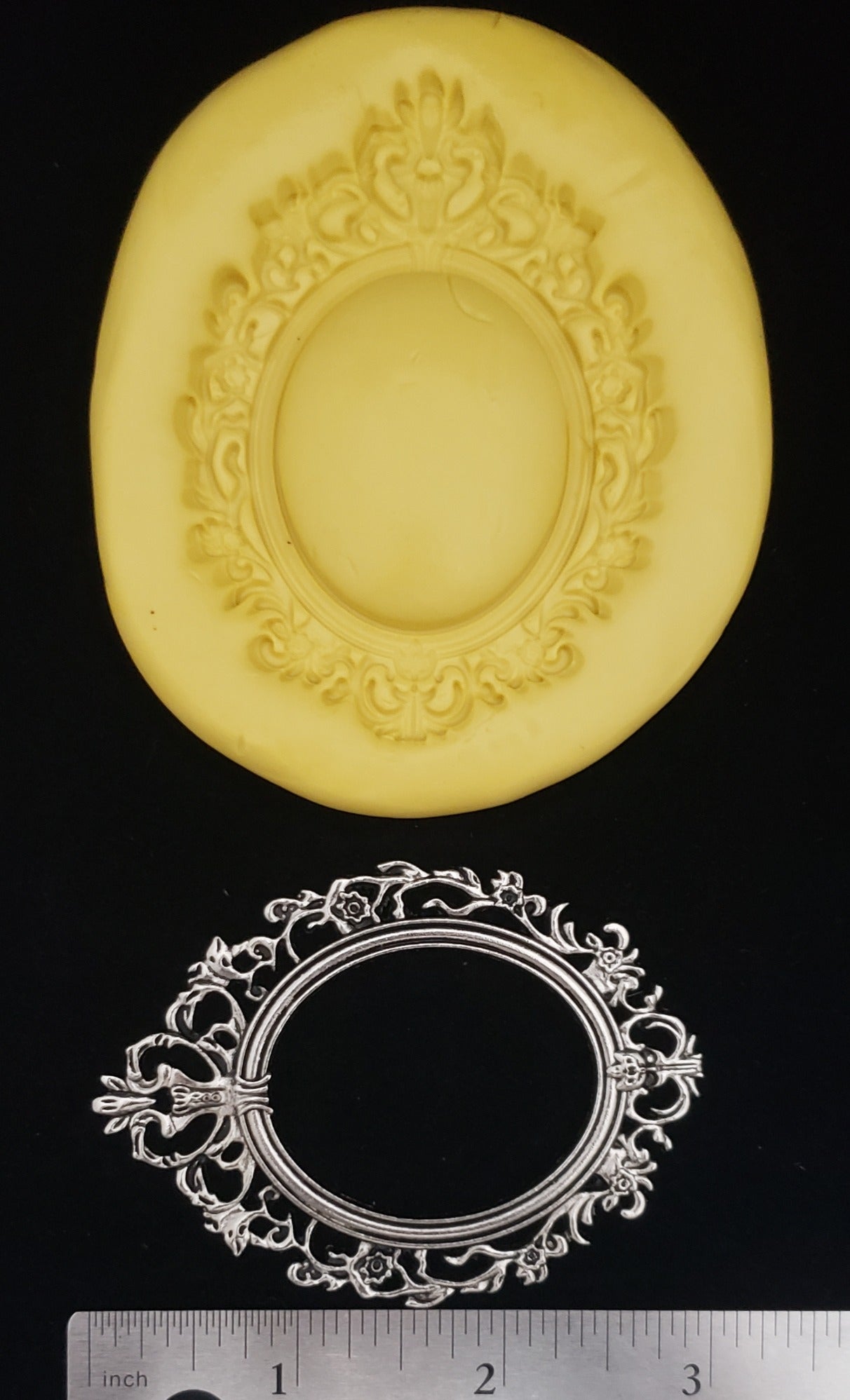 Ornate Baroque Oval Frame Mold & Blocker Set - For Fondant, Chocolate, and Clay image 0