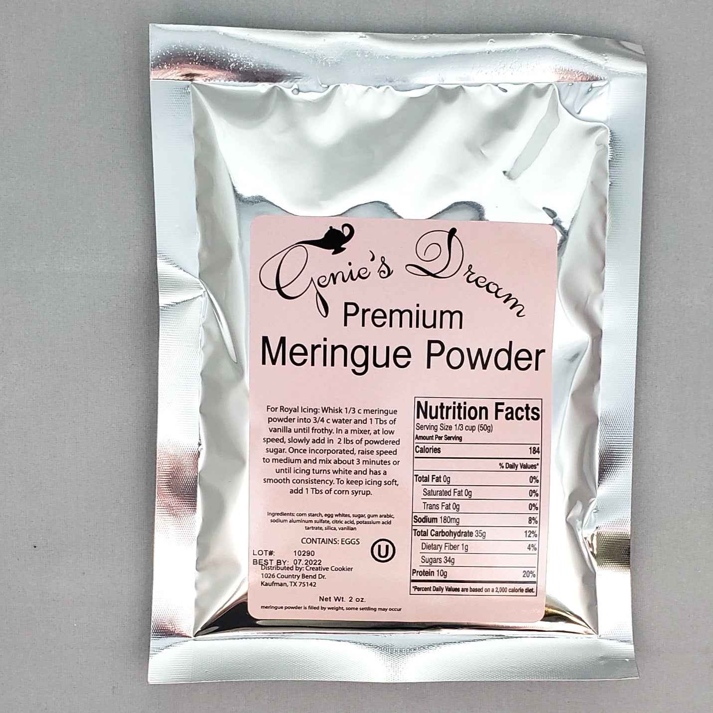 SHIPS SAME/NEXT DAY!  SAMPLE Genie's Dream Premium Meringue Powder (2 oz.) image 0