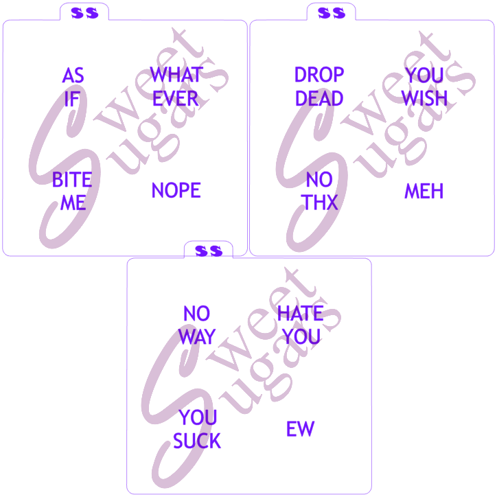 ANTI-Valentine's Conversation Heart Silkscreen Stencil Bundle - Large image 0