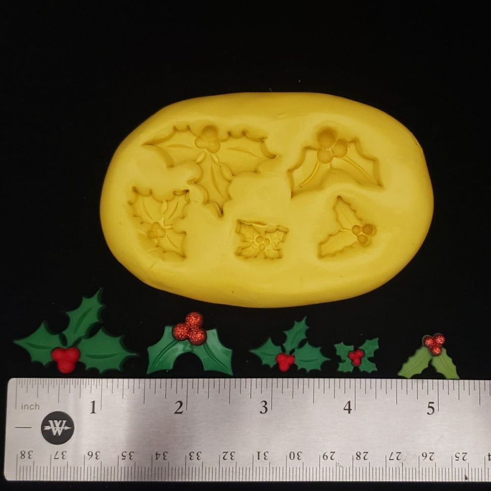 Mini Holly and Berries Mold for Fondant, Chocolate, & Clay image 0