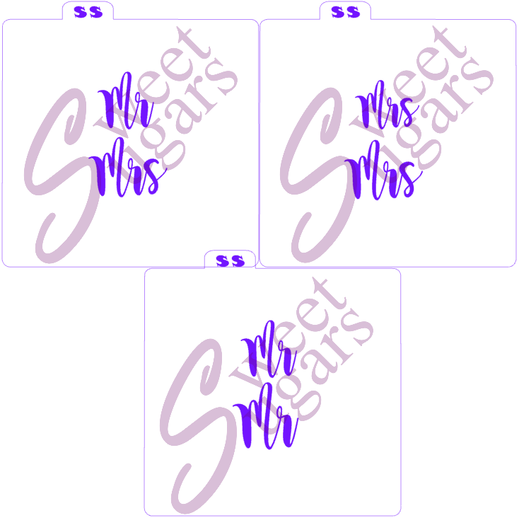 Wedding Ampersand Silkscreen Stencil 3 Piece Set - Mr & Mrs, Mr & Mr, Mrs & Mrs image 0